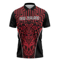 Custom Basketball New Zealand Zipper Polo Shirt Red Maori Ta Moko Indigenous - Aussie Hoodie