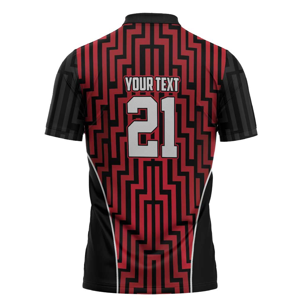Custom Basketball New Zealand Zipper Polo Shirt Red Maori Ta Moko Indigenous - Aussie Hoodie