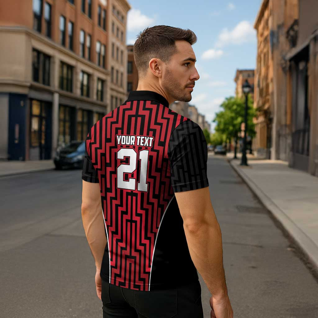 Custom Basketball New Zealand Zipper Polo Shirt Red Maori Ta Moko Indigenous - Aussie Hoodie