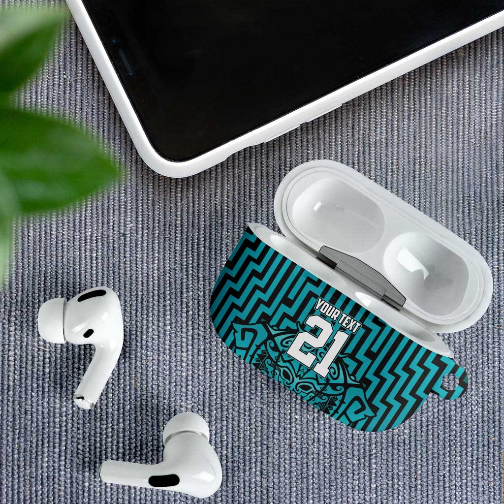 Custom Basketball New Zealand AirPods Case Teal Maori Ta Moko Indigenous - Aussie Hoodie