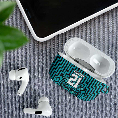 Custom Basketball New Zealand AirPods Case Teal Maori Ta Moko Indigenous - Aussie Hoodie