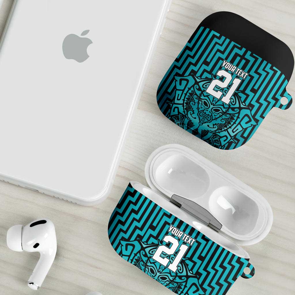 Custom Basketball New Zealand AirPods Case Teal Maori Ta Moko Indigenous - Aussie Hoodie