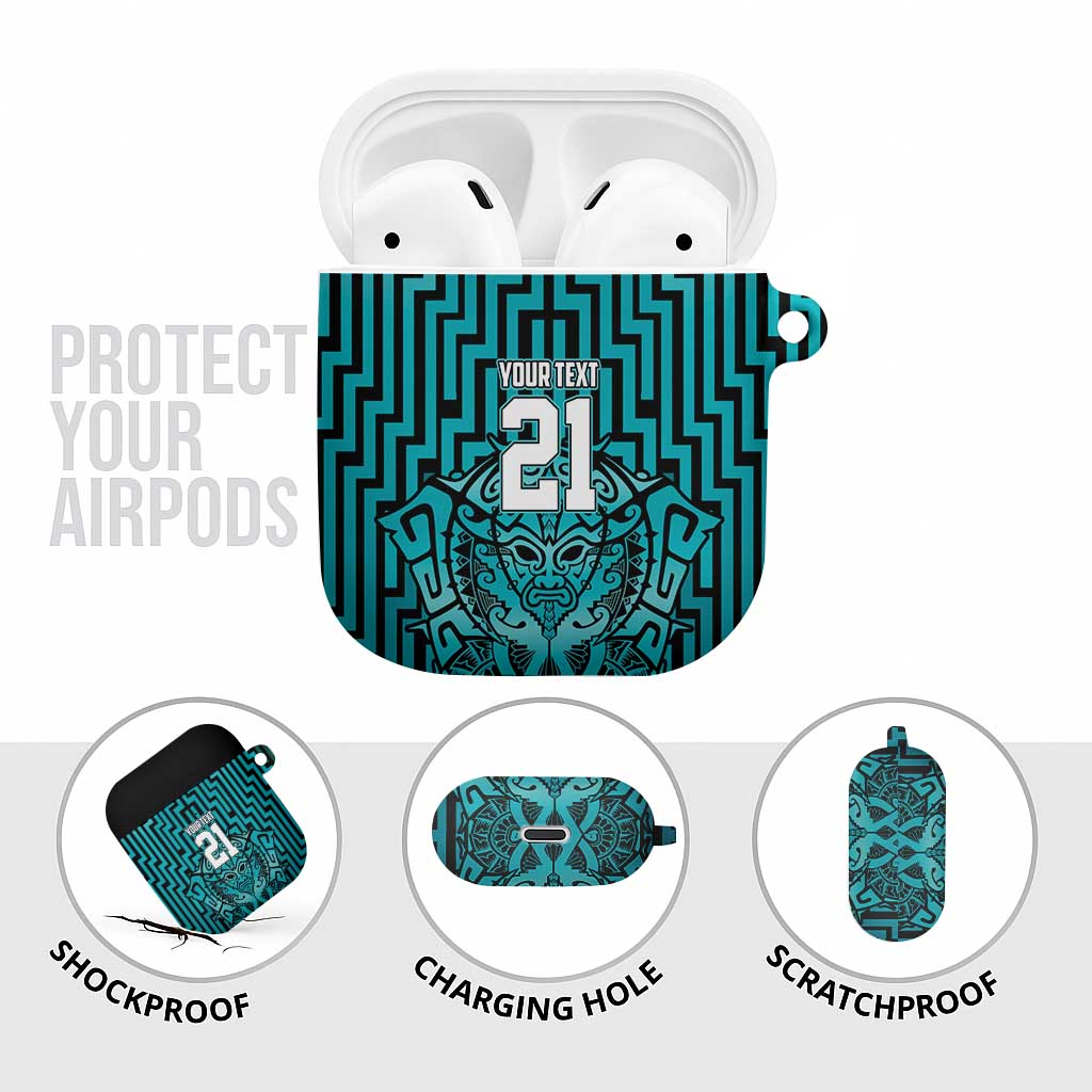 Custom Basketball New Zealand AirPods Case Teal Maori Ta Moko Indigenous - Aussie Hoodie