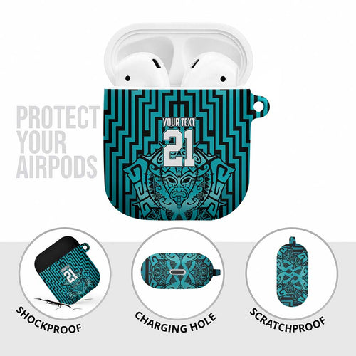 Custom Basketball New Zealand AirPods Case Teal Maori Ta Moko Indigenous - Aussie Hoodie