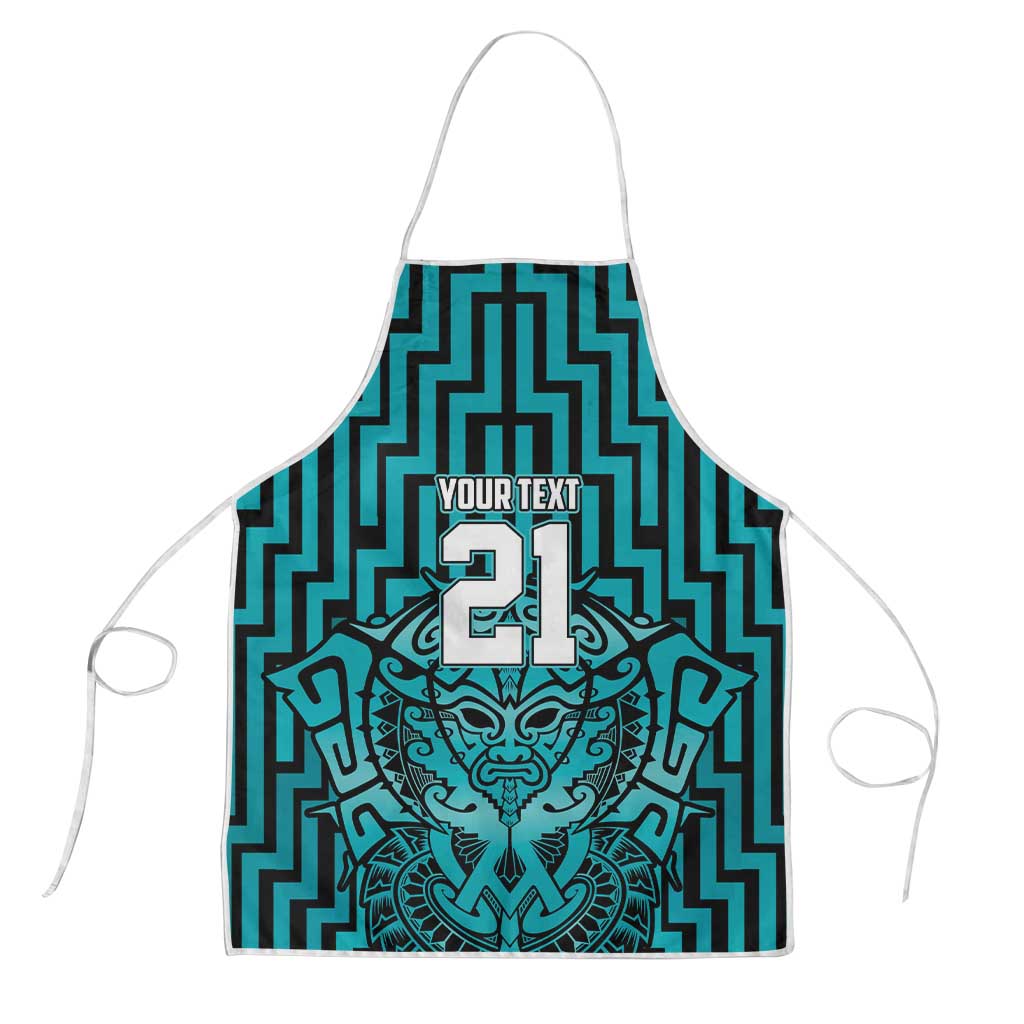 Custom Basketball New Zealand Apron Teal Maori Ta Moko Indigenous - Aussie Hoodie