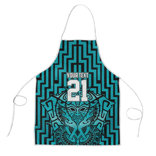 Custom Basketball New Zealand Apron Teal Maori Ta Moko Indigenous - Aussie Hoodie