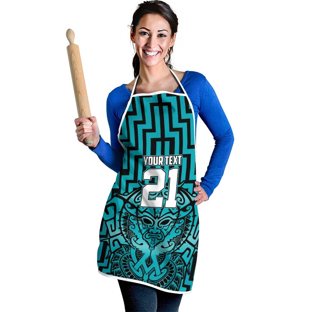 Custom Basketball New Zealand Apron Teal Maori Ta Moko Indigenous - Aussie Hoodie