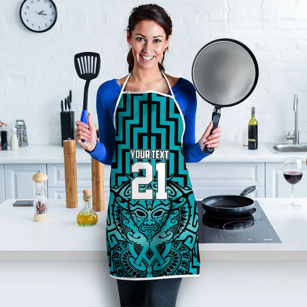 Custom Basketball New Zealand Apron Teal Maori Ta Moko Indigenous - Aussie Hoodie