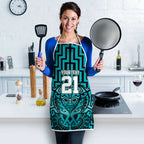 Custom Basketball New Zealand Apron Teal Maori Ta Moko Indigenous - Aussie Hoodie