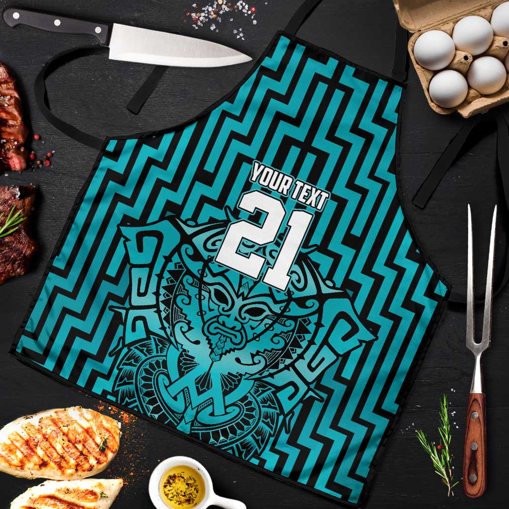 Custom Basketball New Zealand Apron Teal Maori Ta Moko Indigenous - Aussie Hoodie