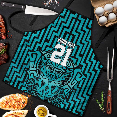 Custom Basketball New Zealand Apron Teal Maori Ta Moko Indigenous - Aussie Hoodie