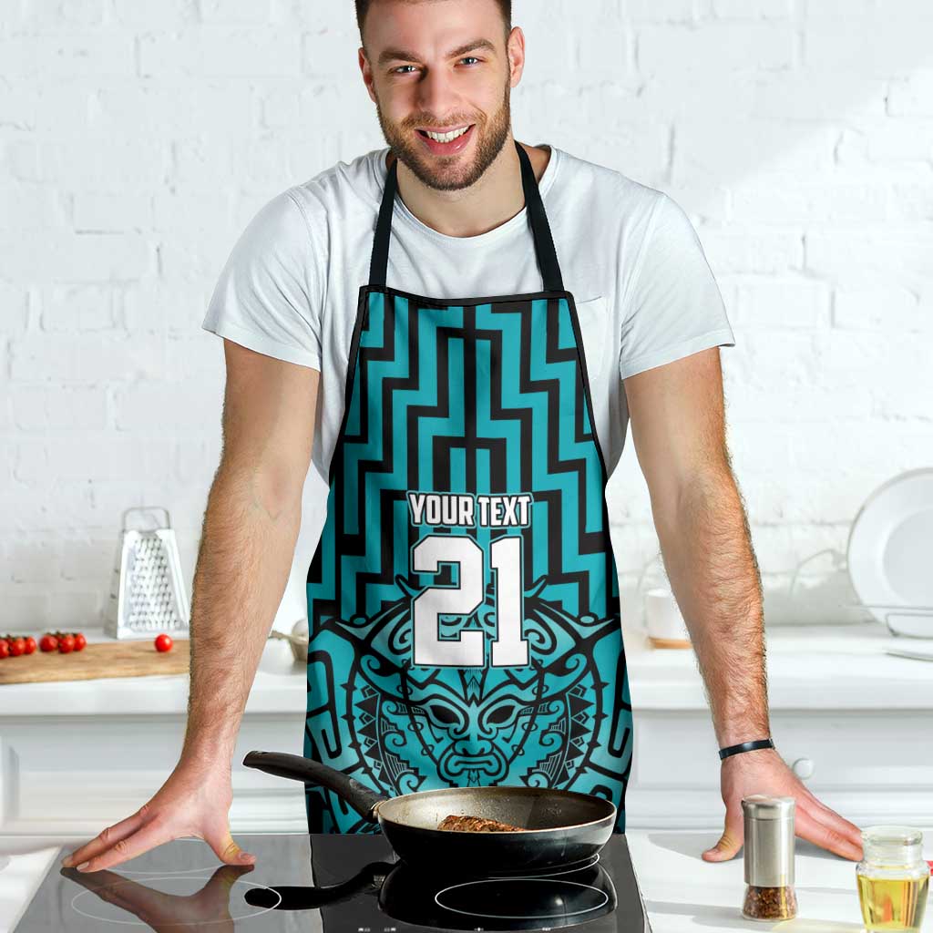 Custom Basketball New Zealand Apron Teal Maori Ta Moko Indigenous - Aussie Hoodie