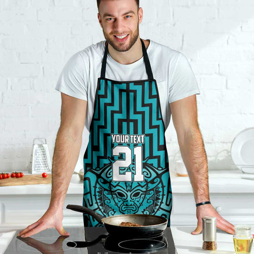 Custom Basketball New Zealand Apron Teal Maori Ta Moko Indigenous - Aussie Hoodie