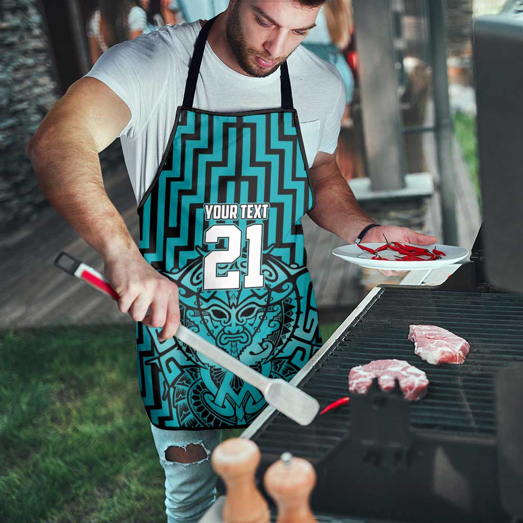 Custom Basketball New Zealand Apron Teal Maori Ta Moko Indigenous - Aussie Hoodie