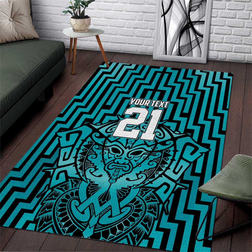 Custom Basketball New Zealand Area Rug Teal Maori Ta Moko Indigenous - Aussie Hoodie
