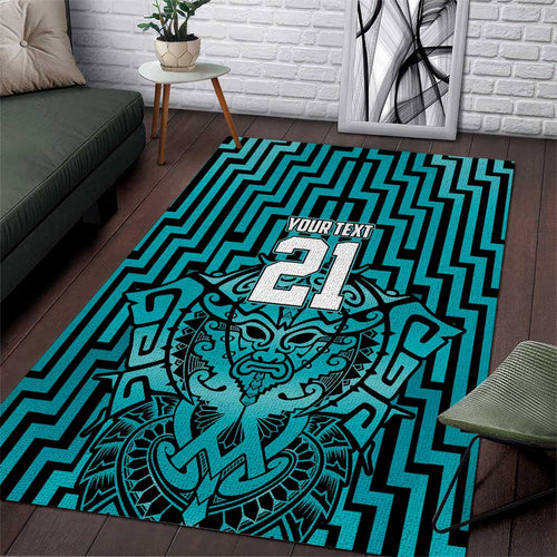 Custom Basketball New Zealand Area Rug Teal Maori Ta Moko Indigenous - Aussie Hoodie