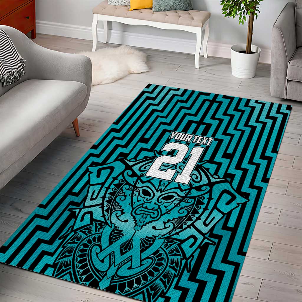 Custom Basketball New Zealand Area Rug Teal Maori Ta Moko Indigenous - Aussie Hoodie