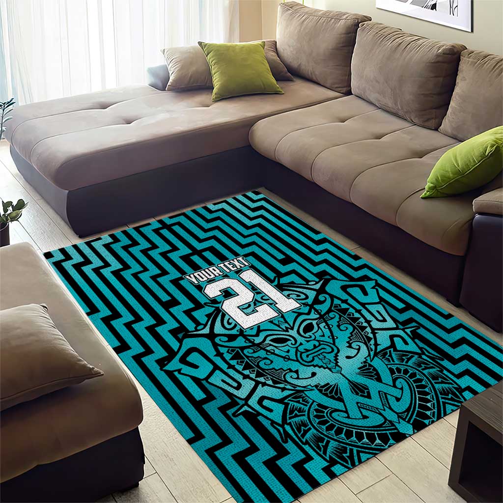 Custom Basketball New Zealand Area Rug Teal Maori Ta Moko Indigenous - Aussie Hoodie