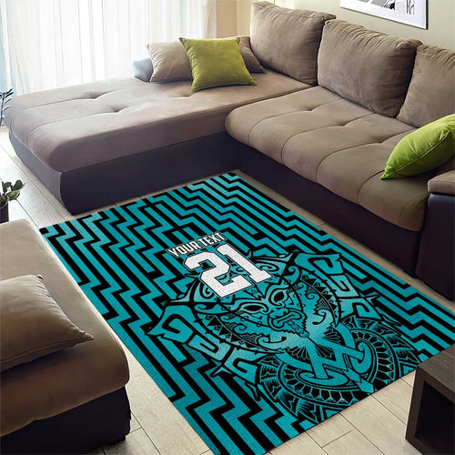 Custom Basketball New Zealand Area Rug Teal Maori Ta Moko Indigenous - Aussie Hoodie
