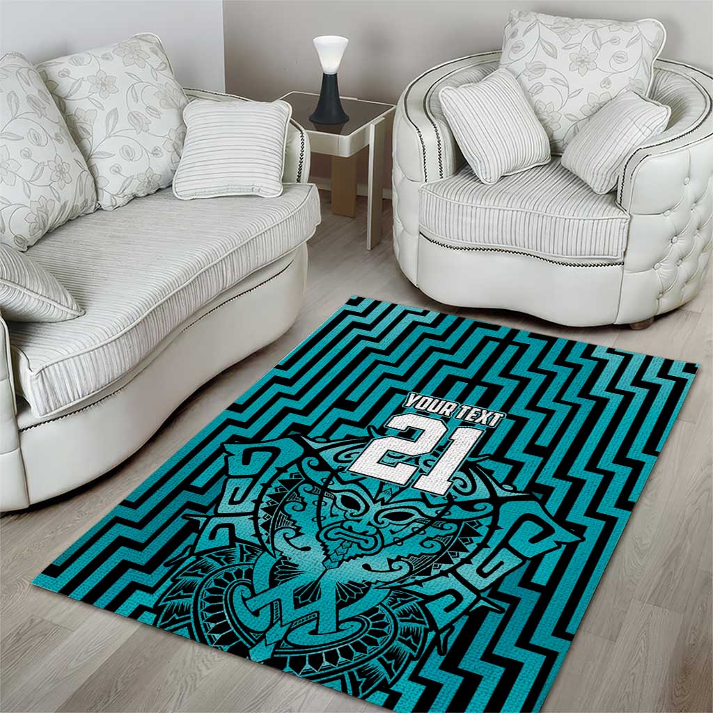 Custom Basketball New Zealand Area Rug Teal Maori Ta Moko Indigenous - Aussie Hoodie