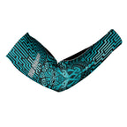 Custom Basketball New Zealand Arm Sleeves Teal Maori Ta Moko Indigenous - Aussie Hoodie