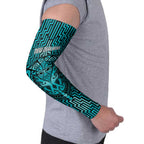 Custom Basketball New Zealand Arm Sleeves Teal Maori Ta Moko Indigenous - Aussie Hoodie