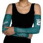 Custom Basketball New Zealand Arm Sleeves Teal Maori Ta Moko Indigenous - Aussie Hoodie