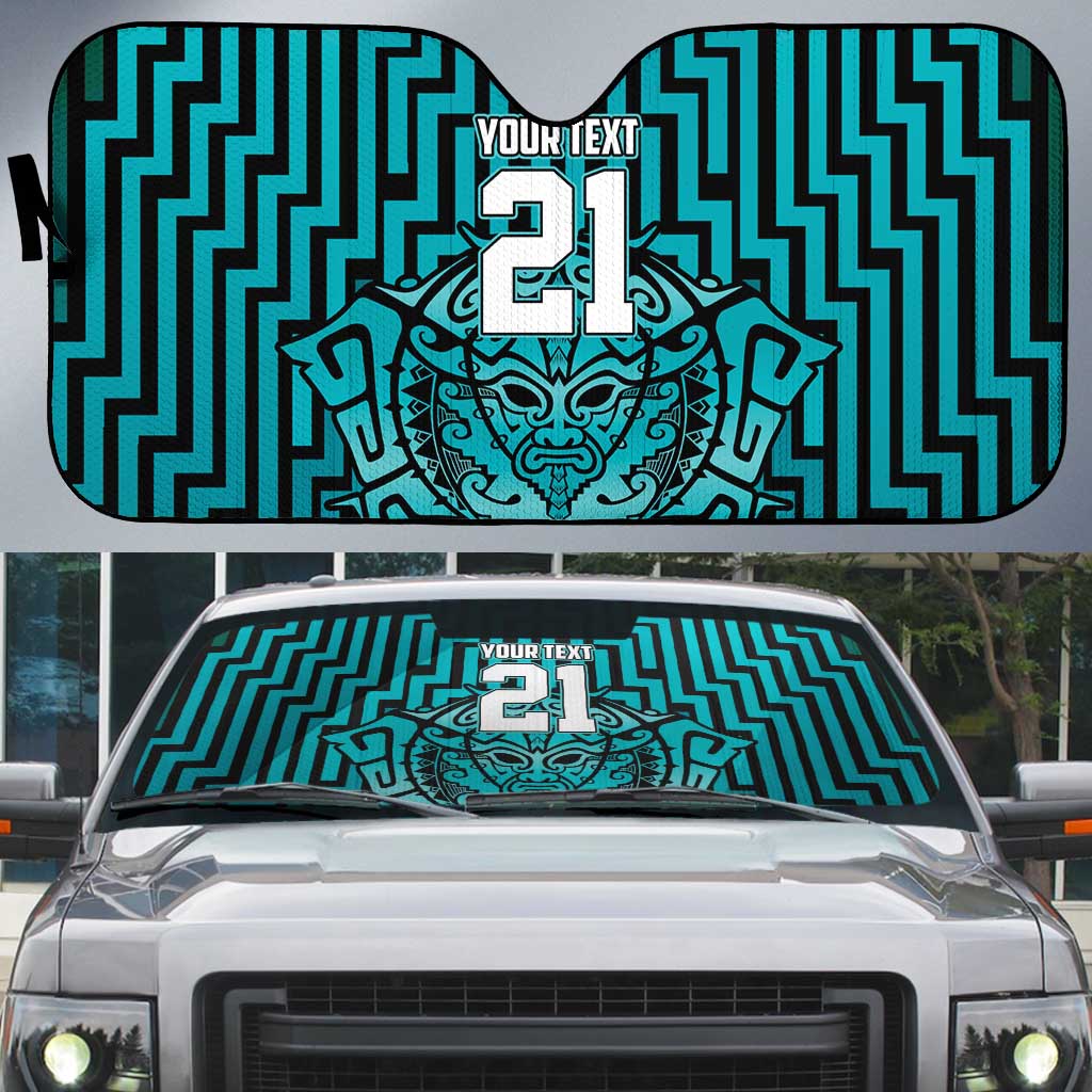 Custom Basketball New Zealand Auto Sun Shade Teal Maori Ta Moko Indigenous - Aussie Hoodie
