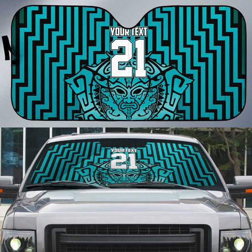 Custom Basketball New Zealand Auto Sun Shade Teal Maori Ta Moko Indigenous - Aussie Hoodie