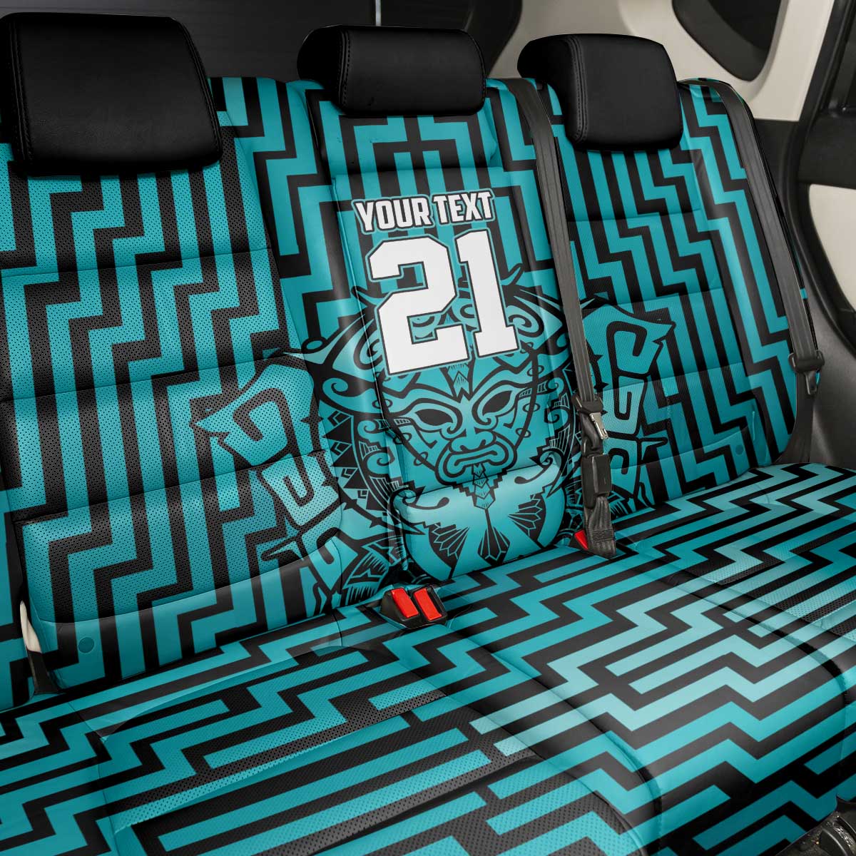 Custom Basketball New Zealand Back Car Seat Cover Teal Maori Ta Moko Indigenous - Aussie Hoodie