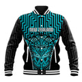 Custom Basketball New Zealand Baseball Jacket Teal Maori Ta Moko Indigenous - Aussie Hoodie