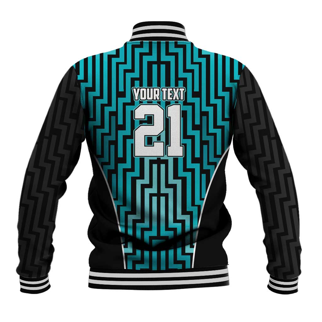 Custom Basketball New Zealand Baseball Jacket Teal Maori Ta Moko Indigenous - Aussie Hoodie
