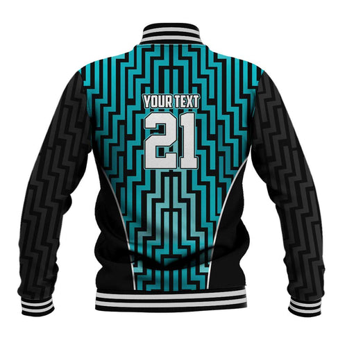 Custom Basketball New Zealand Baseball Jacket Teal Maori Ta Moko Indigenous - Aussie Hoodie