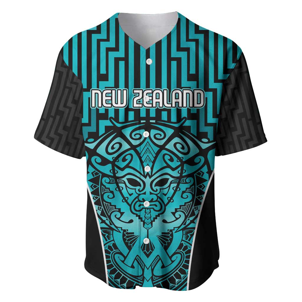 Custom Basketball New Zealand Baseball Jersey Teal Maori Ta Moko Indigenous - Aussie Hoodie