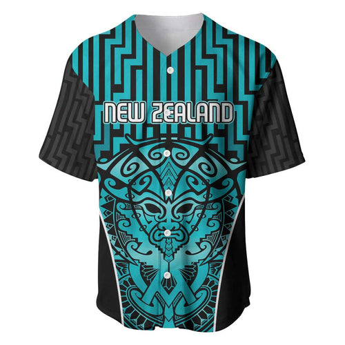Custom Basketball New Zealand Baseball Jersey Teal Maori Ta Moko Indigenous - Aussie Hoodie