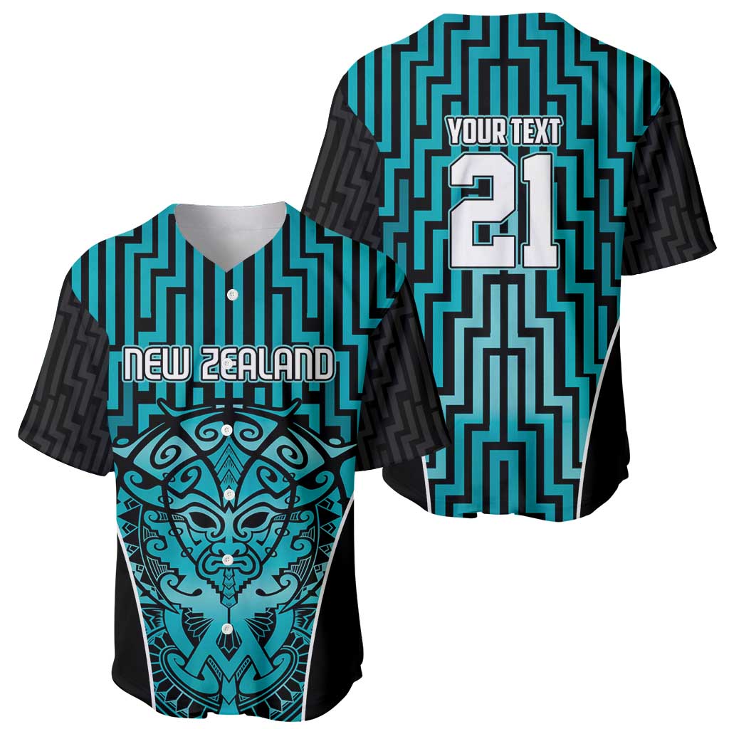 Custom Basketball New Zealand Baseball Jersey Teal Maori Ta Moko Indigenous - Aussie Hoodie