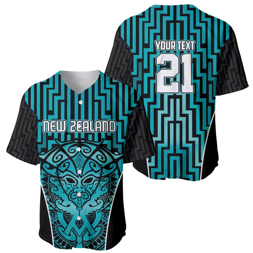 Custom Basketball New Zealand Baseball Jersey Teal Maori Ta Moko Indigenous - Aussie Hoodie