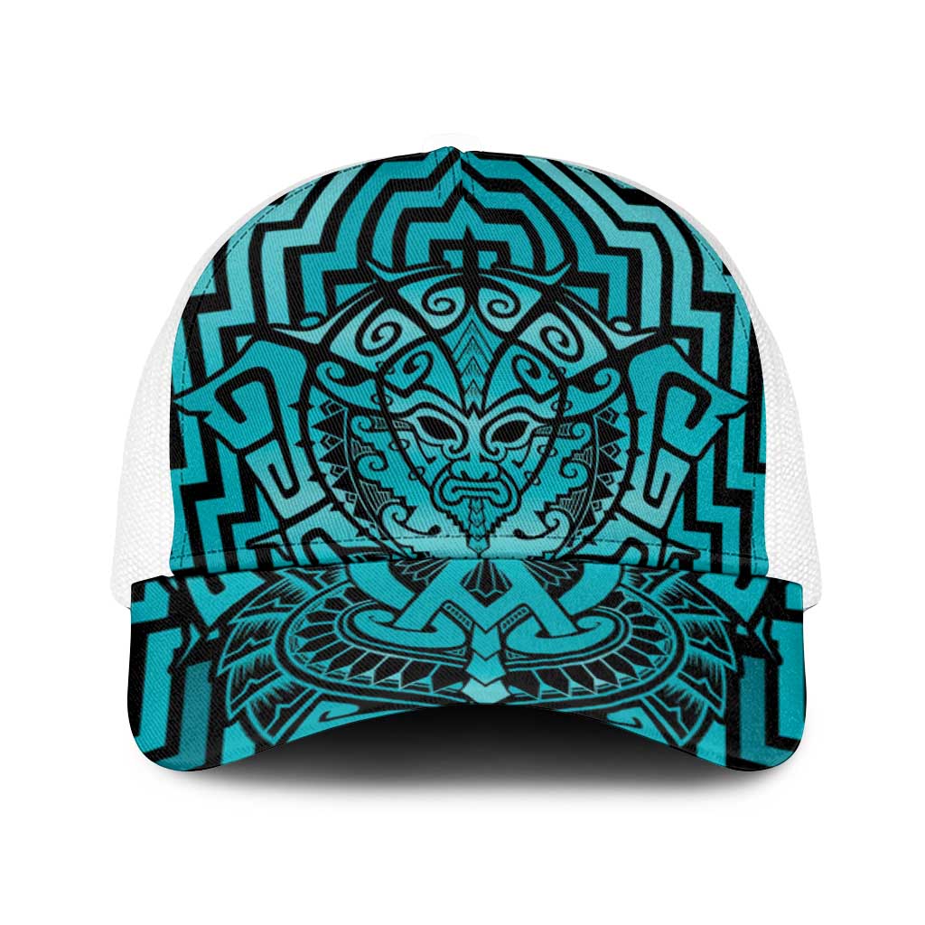 Basketball New Zealand Baseball Net Cap Teal Maori Ta Moko Indigenous - Aussie Hoodie