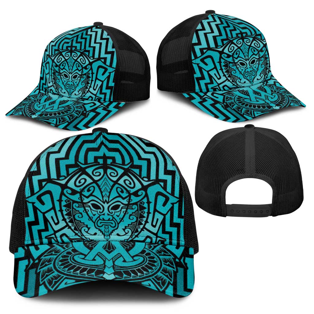 Basketball New Zealand Baseball Net Cap Teal Maori Ta Moko Indigenous - Aussie Hoodie