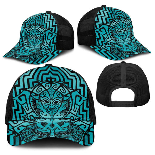 Basketball New Zealand Baseball Net Cap Teal Maori Ta Moko Indigenous - Aussie Hoodie