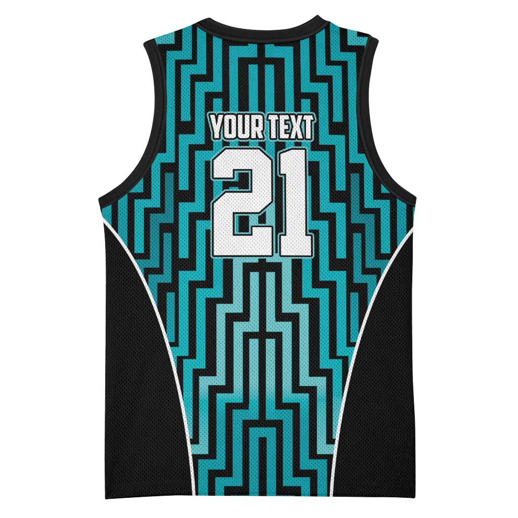 Custom Basketball New Zealand Basketball Jersey Teal Maori Ta Moko Indigenous - Aussie Hoodie