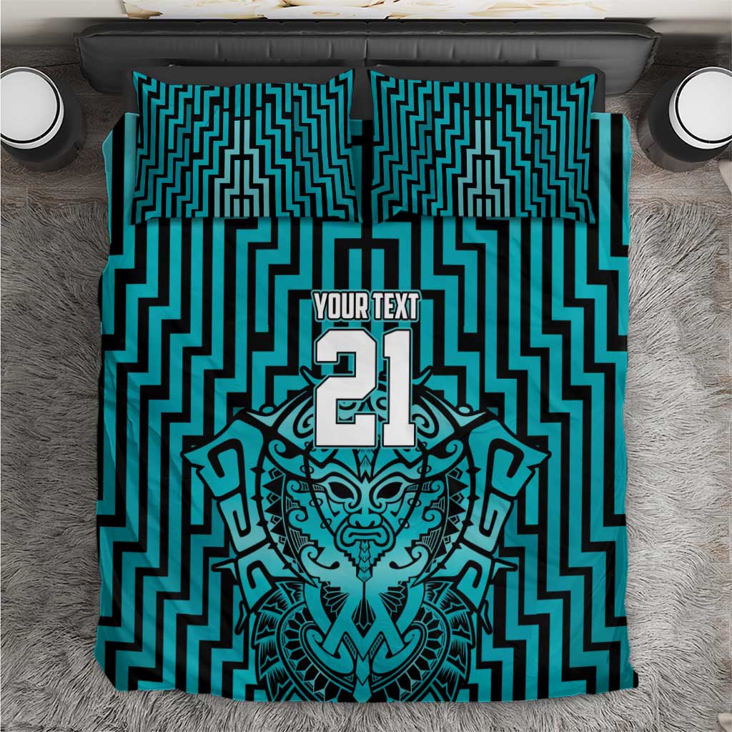 Custom Basketball New Zealand Bedding Set Teal Maori Ta Moko Indigenous - Aussie Hoodie