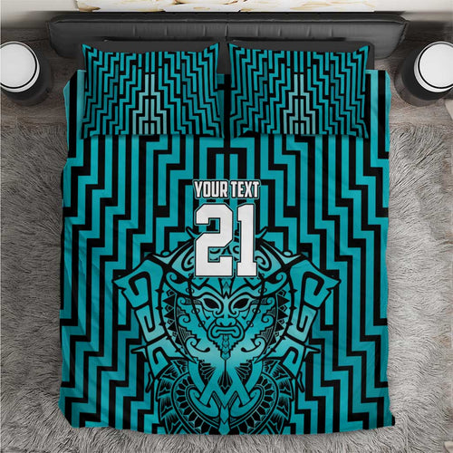 Custom Basketball New Zealand Bedding Set Teal Maori Ta Moko Indigenous - Aussie Hoodie