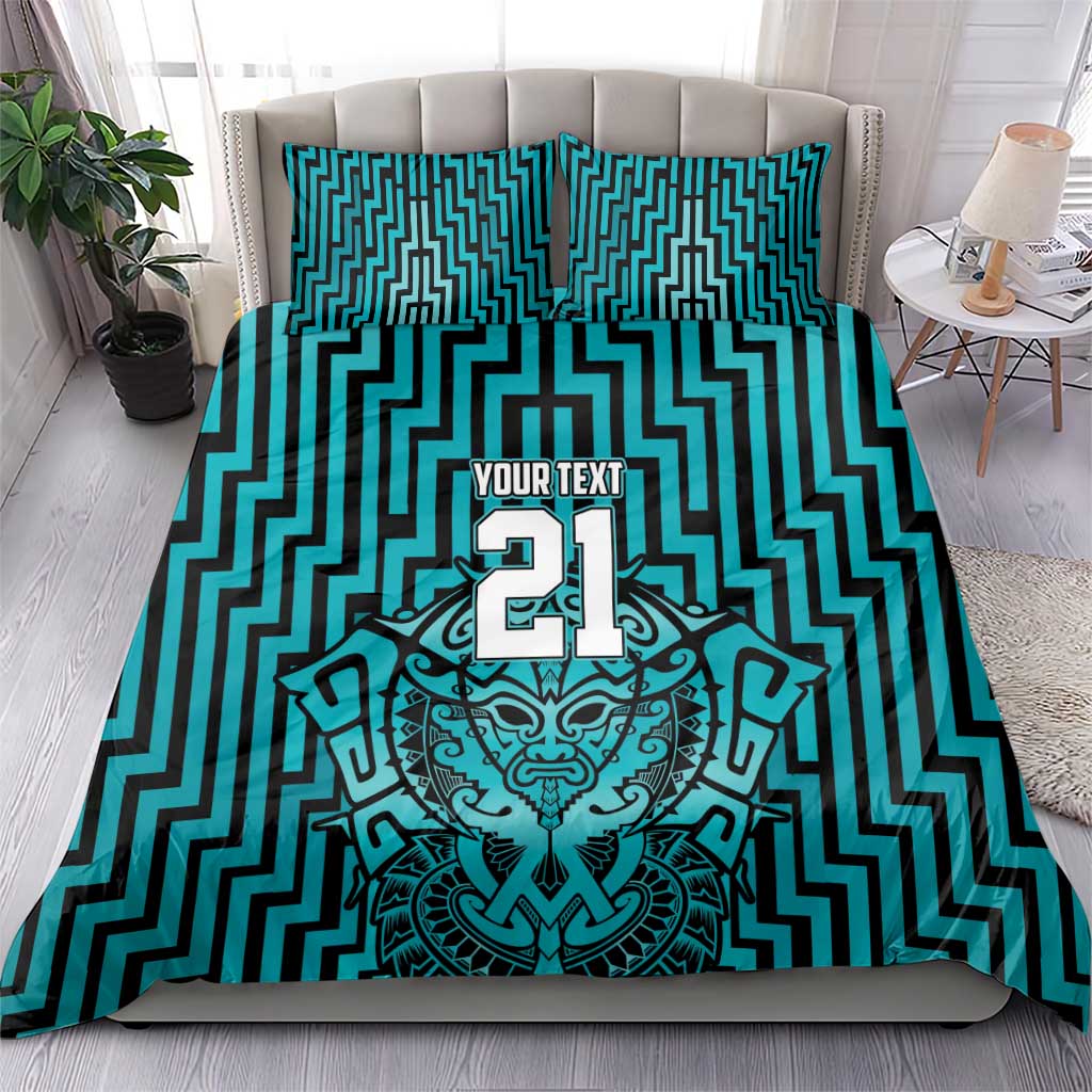 Custom Basketball New Zealand Bedding Set Teal Maori Ta Moko Indigenous - Aussie Hoodie