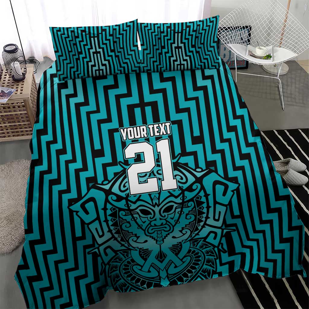 Custom Basketball New Zealand Bedding Set Teal Maori Ta Moko Indigenous - Aussie Hoodie