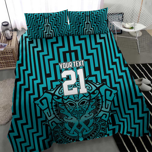 Custom Basketball New Zealand Bedding Set Teal Maori Ta Moko Indigenous - Aussie Hoodie