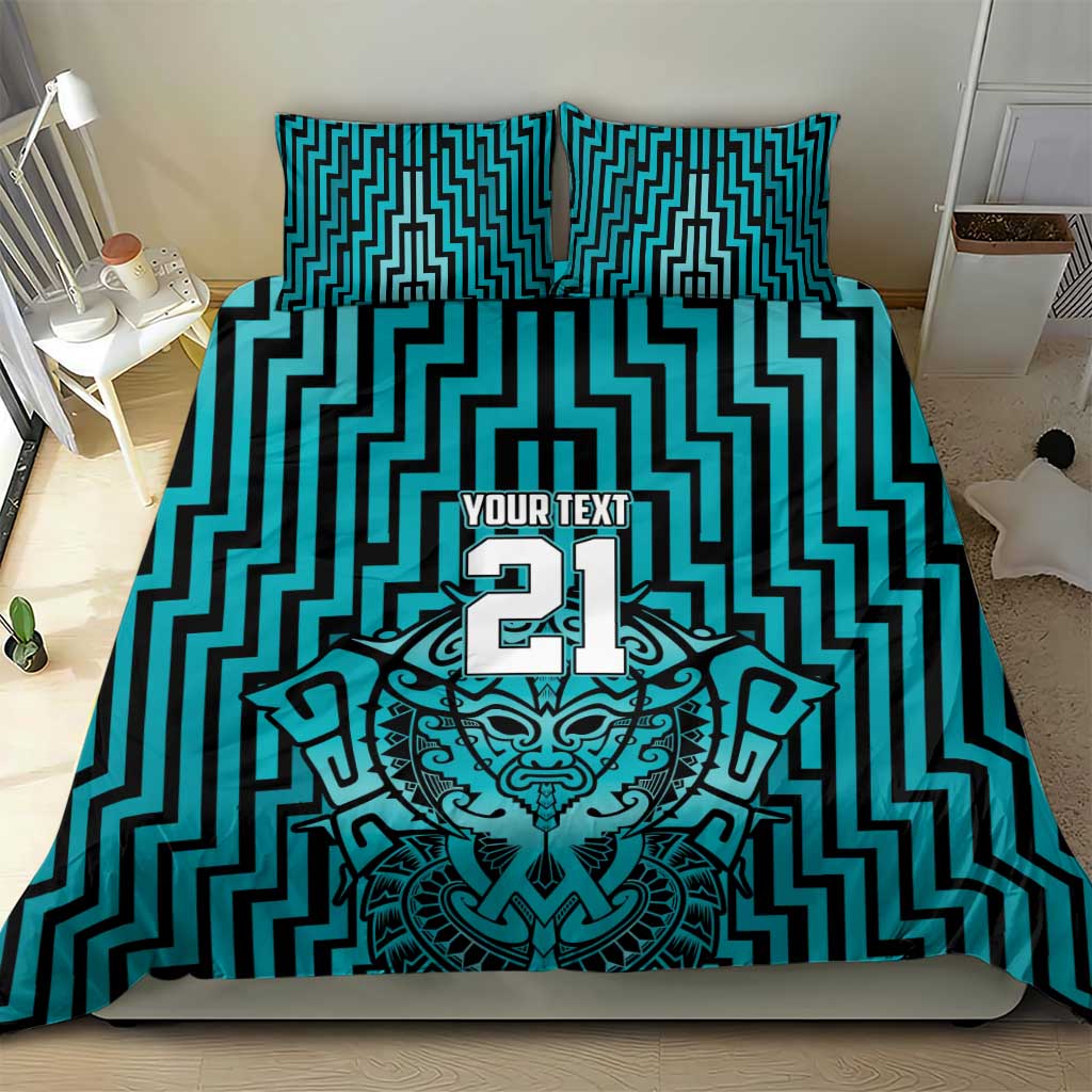 Custom Basketball New Zealand Bedding Set Teal Maori Ta Moko Indigenous - Aussie Hoodie