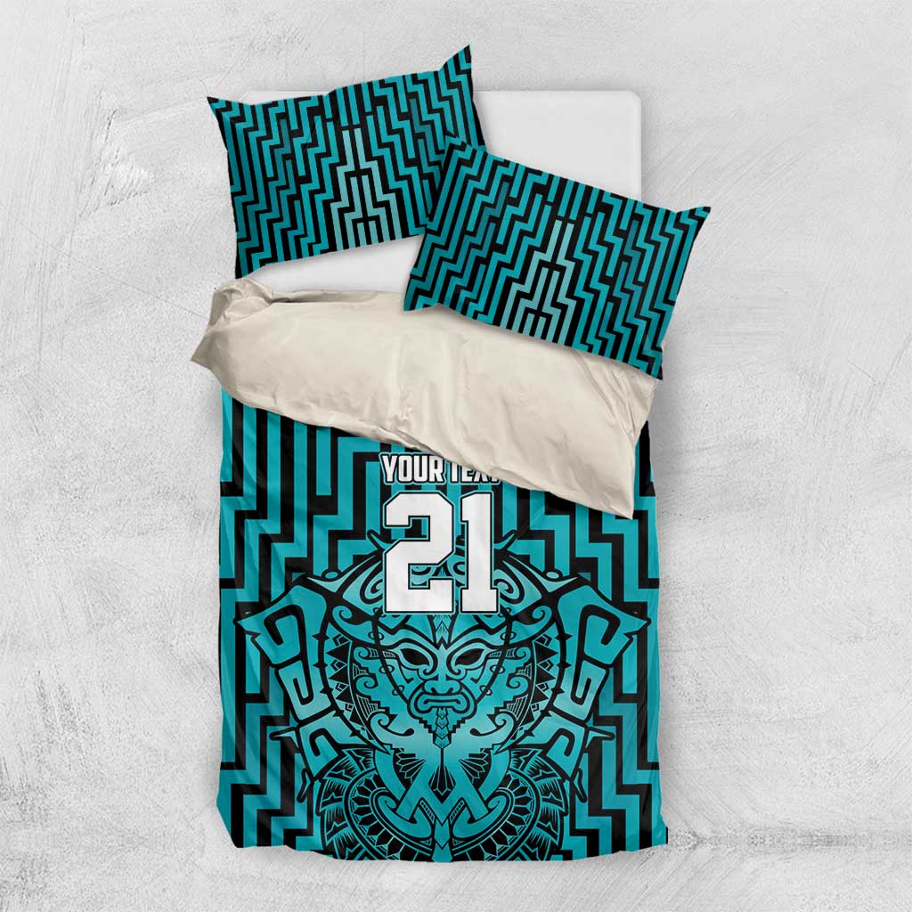 Custom Basketball New Zealand Bedding Set Teal Maori Ta Moko Indigenous - Aussie Hoodie