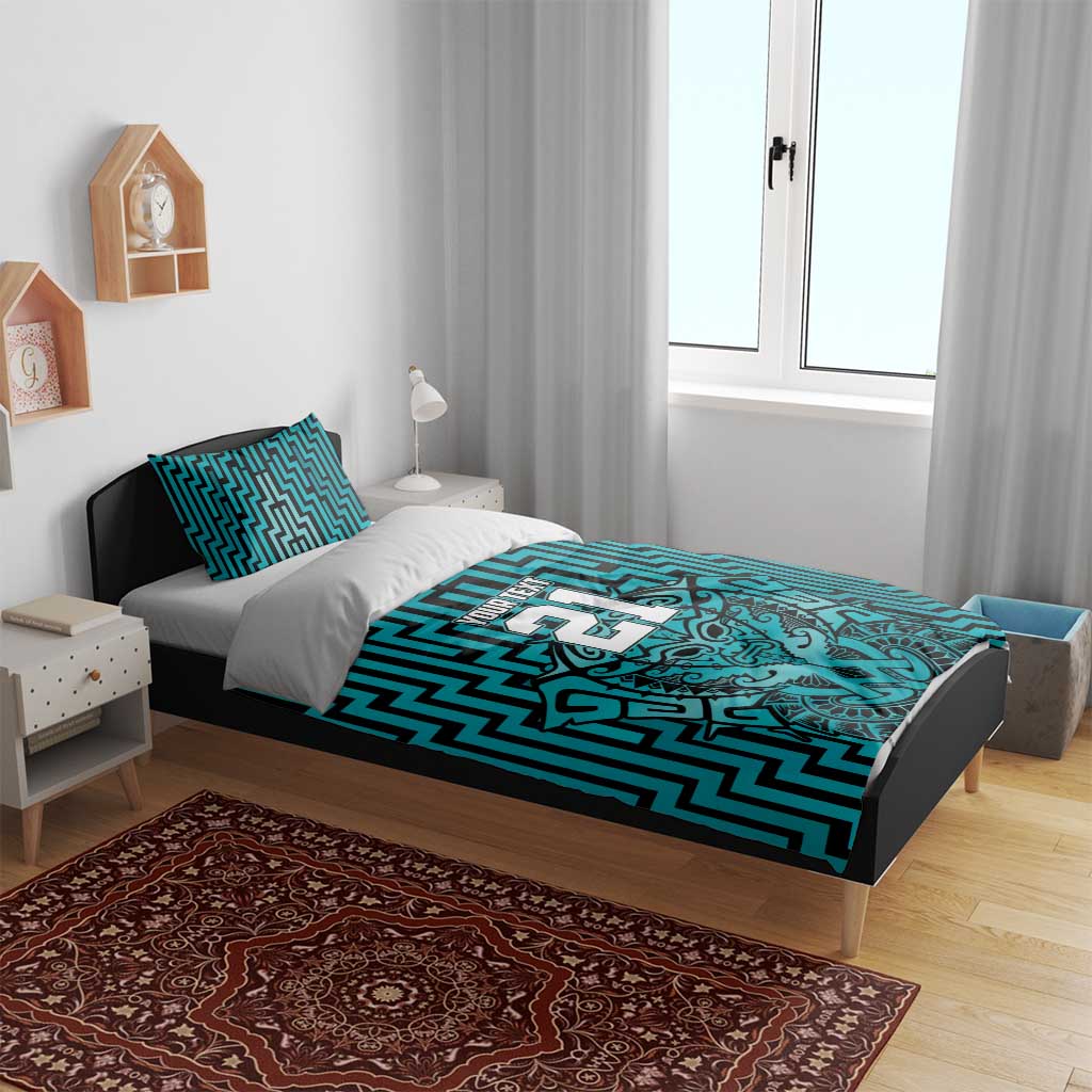 Custom Basketball New Zealand Bedding Set Teal Maori Ta Moko Indigenous - Aussie Hoodie