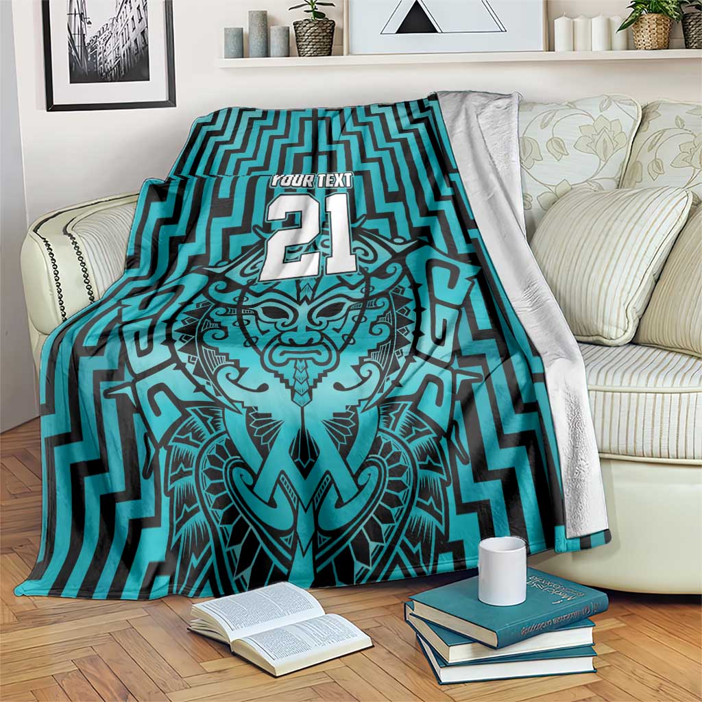 Custom Basketball New Zealand Blanket Teal Maori Ta Moko Indigenous - Aussie Hoodie